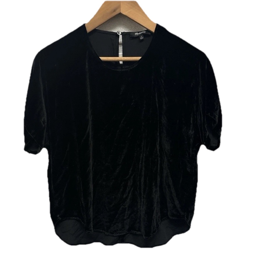Madewell Women’s SILK Velvet Top SS Small Office Whimsigoth Grunge Evening - Picture 2 of 9